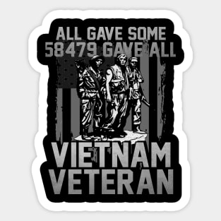 Vietnam Veteran All Gave Some 58,479 Gave All T-Shirt with Three Soldiers Statue Sticker